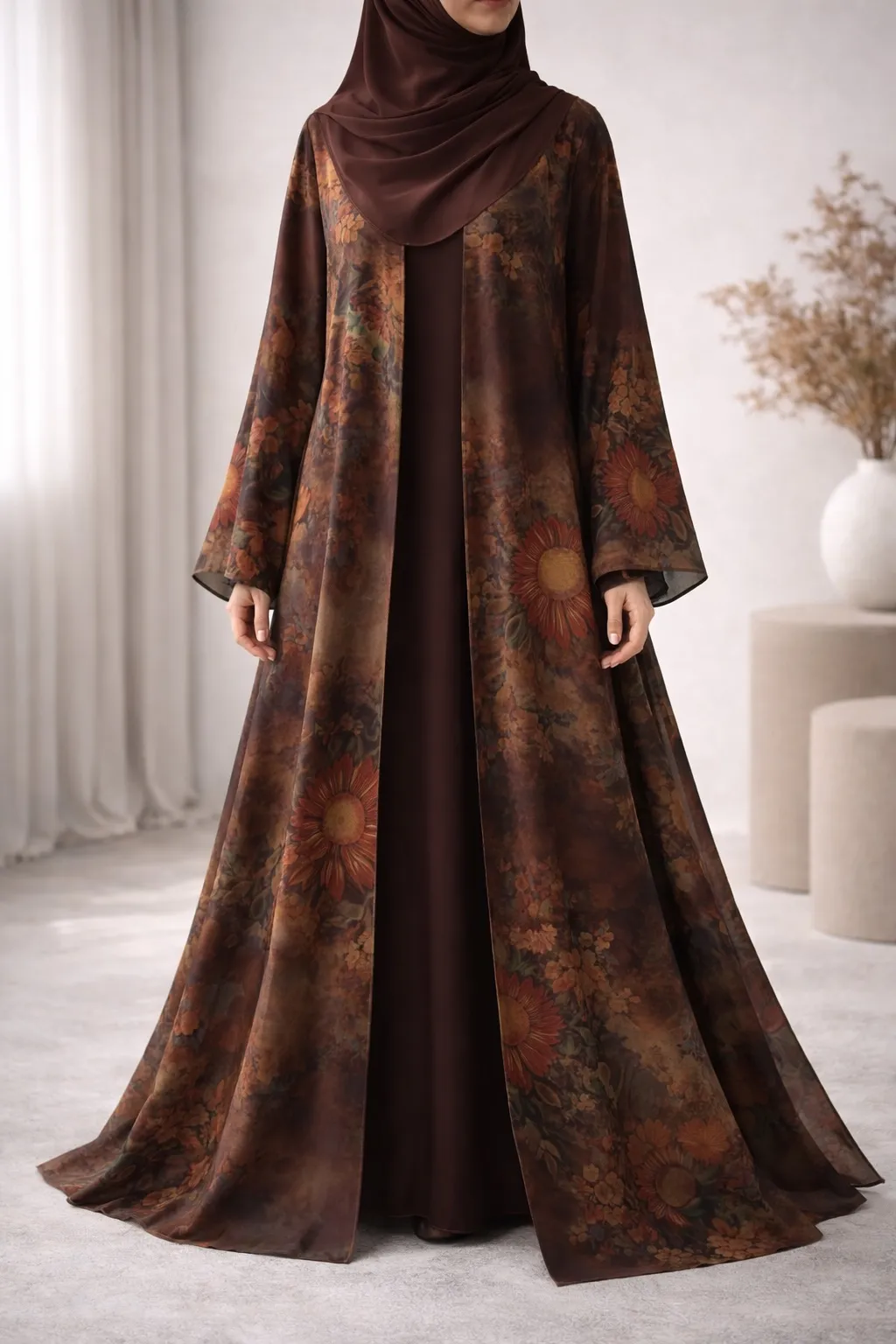 Autumn Bloom Digital Print Abaya