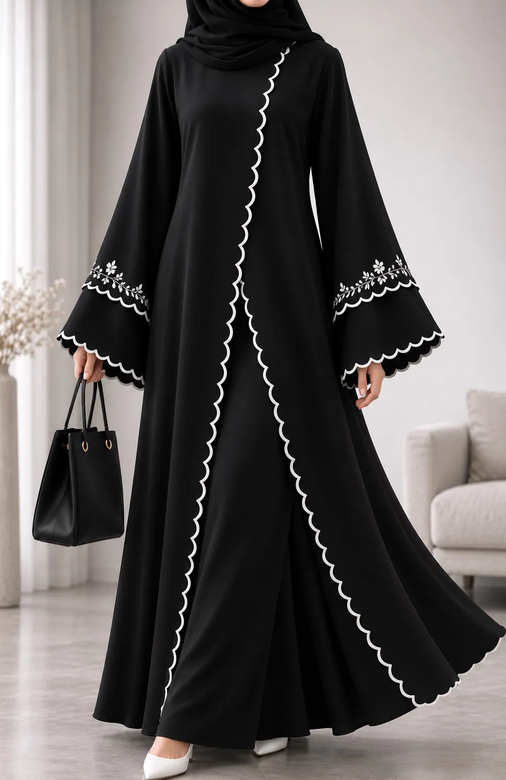 Elegant Scallop Edge Abaya