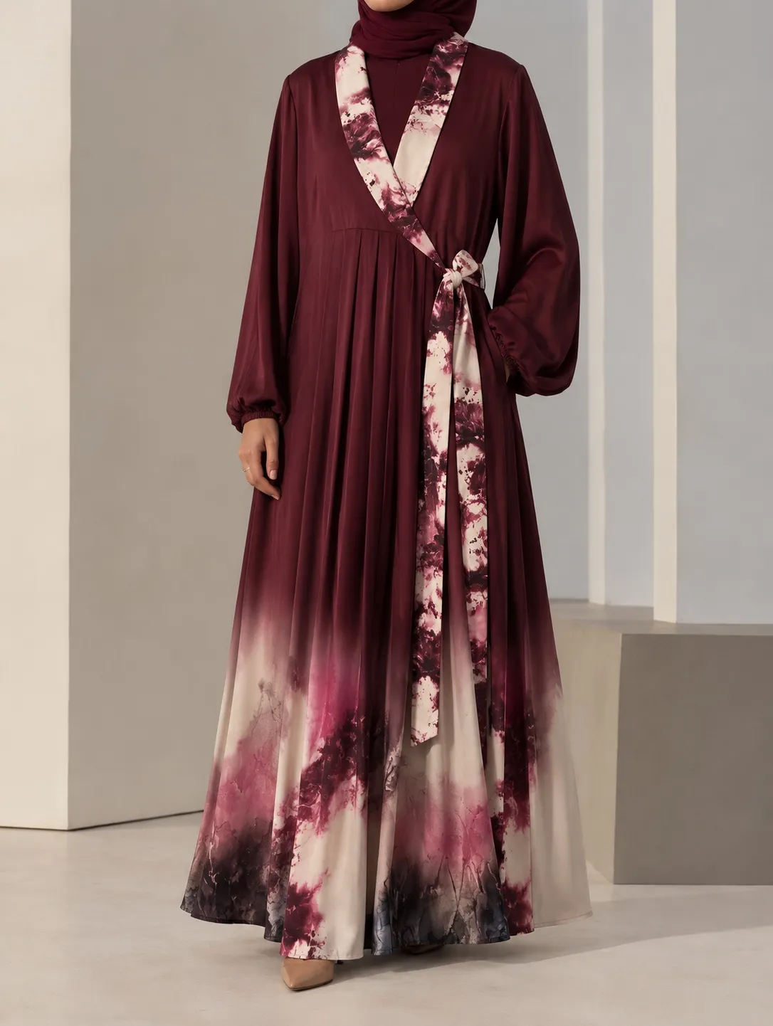 Tie-Waist Wrap Abaya