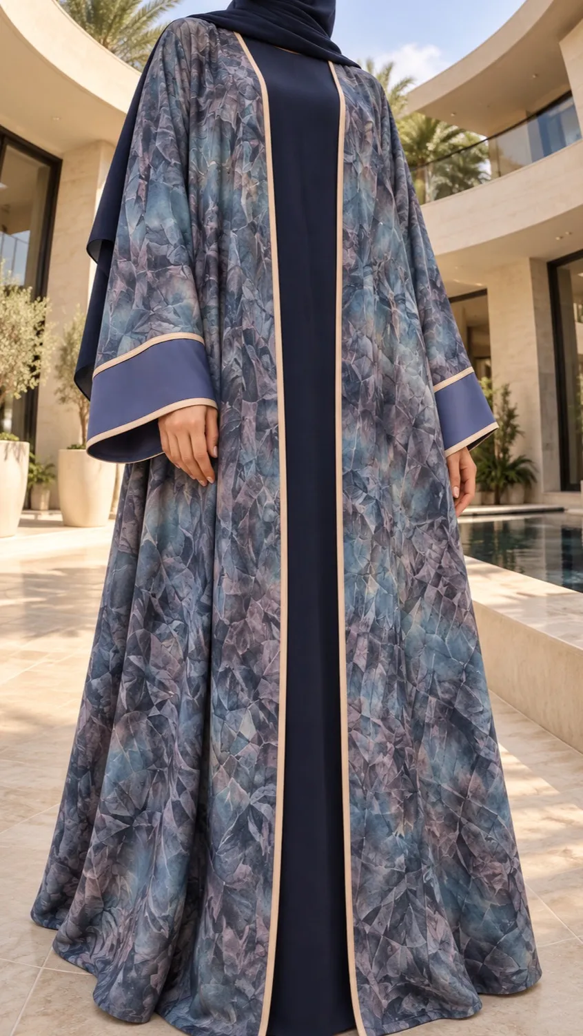 Ocean Mist Printed Abaya