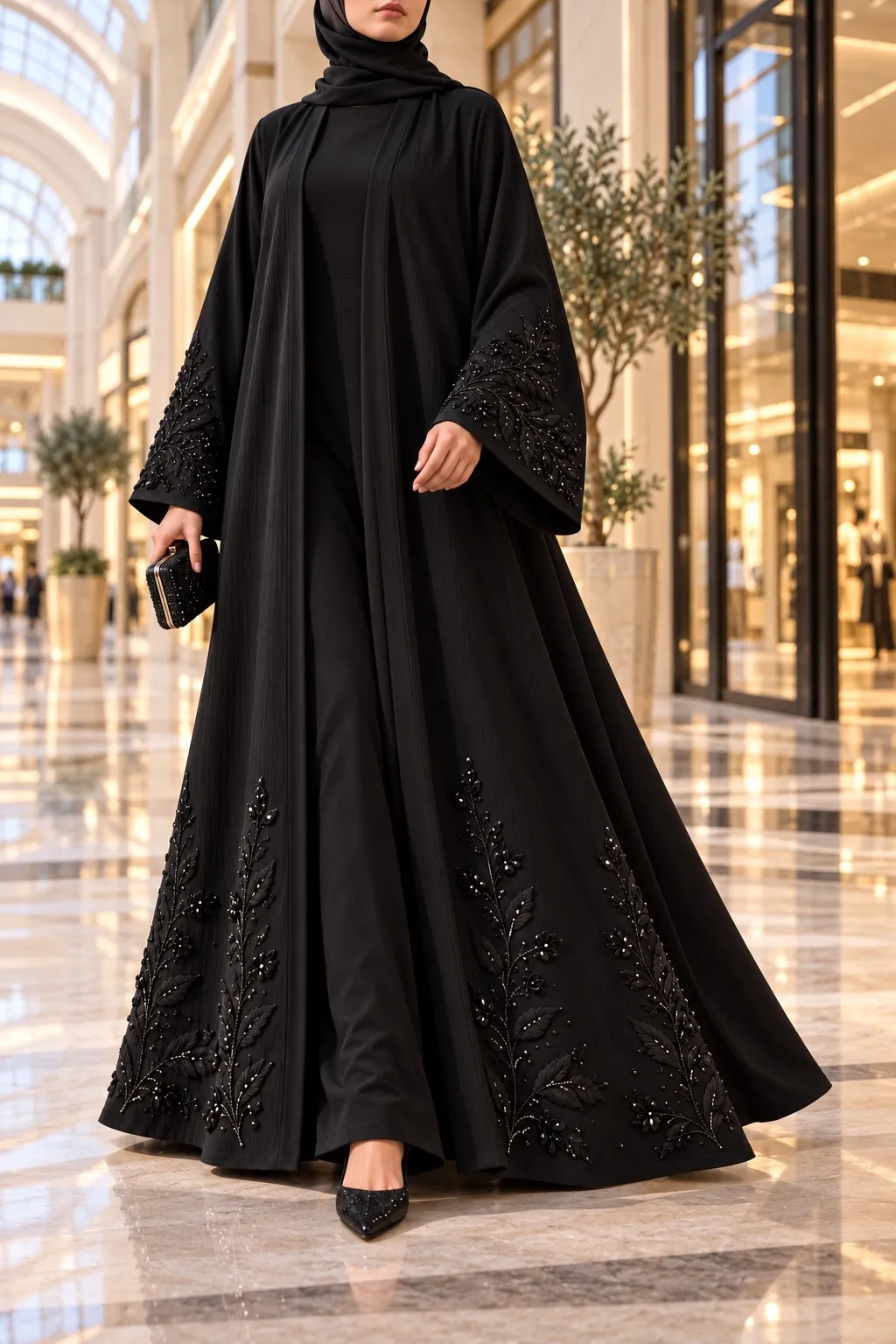 Noir Elegance Embroidered Abaya 🖤