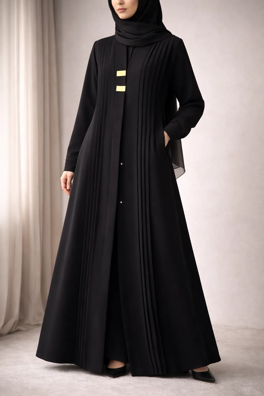 Midnight Pleated Elegance Abaya